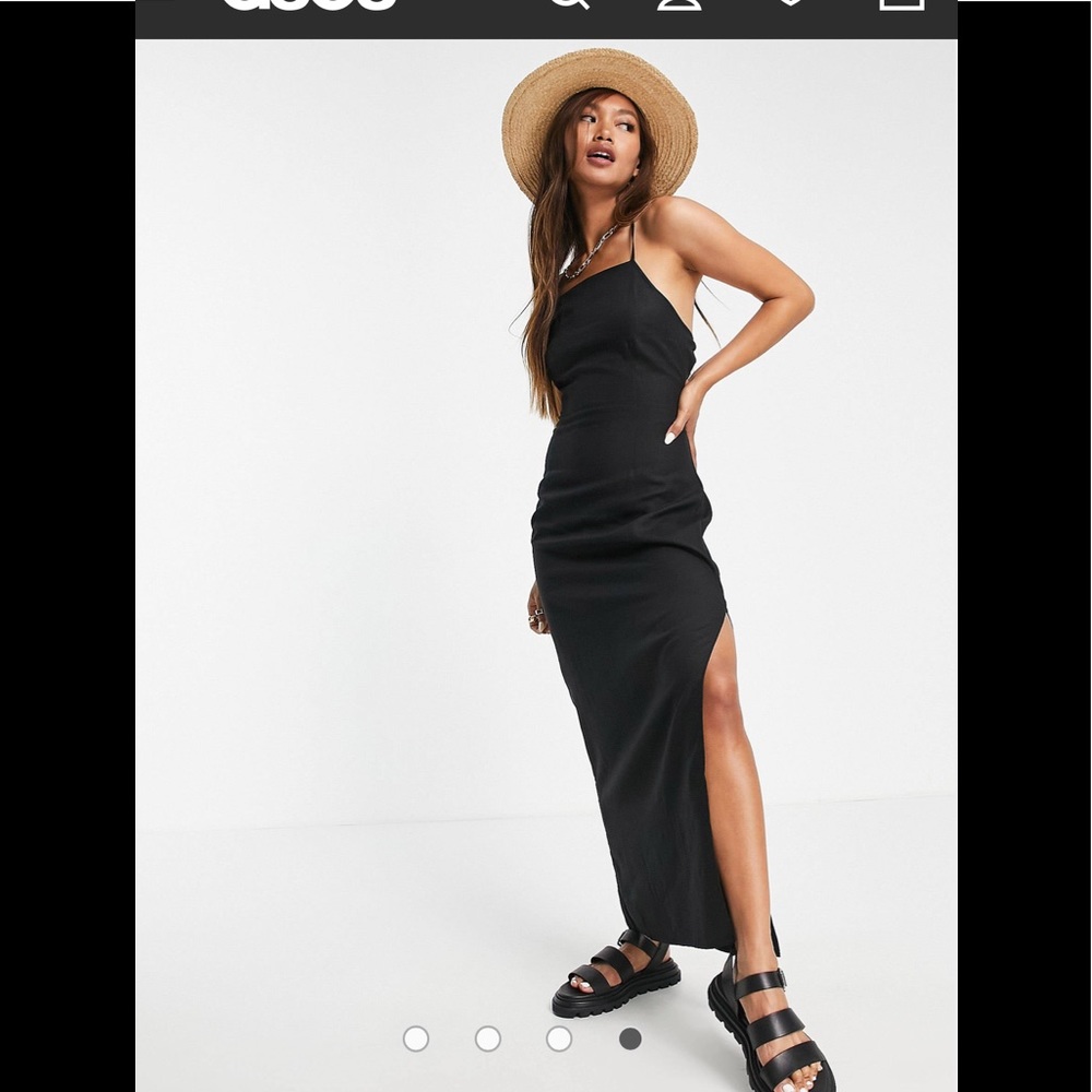 ASOS Black Slip On, Open Back Strappy Maxi Dress
